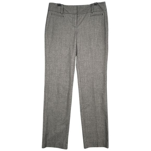 LOFT Grey Patterned Flat Front Belt Loops Straight Leg Dress Pants Size 4 - Picture 1 of 6